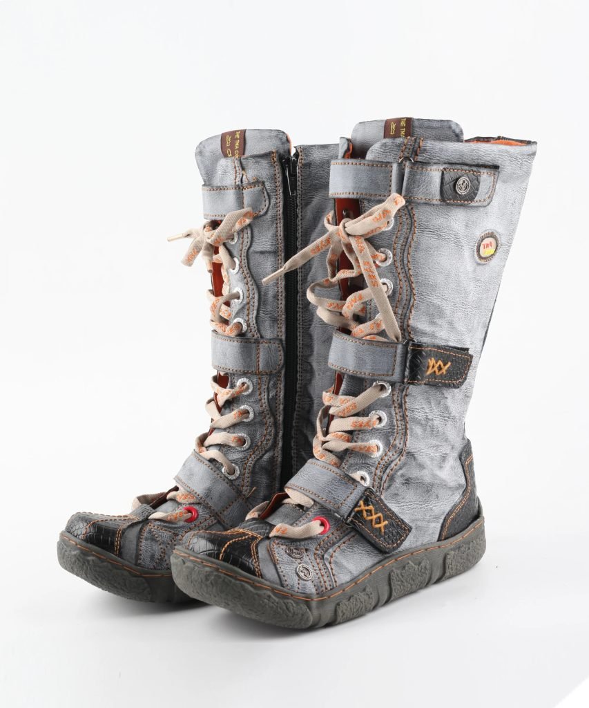 TMA EYES Strape-Accent Washed PU Leather Flat Women's Boot With Plus Size