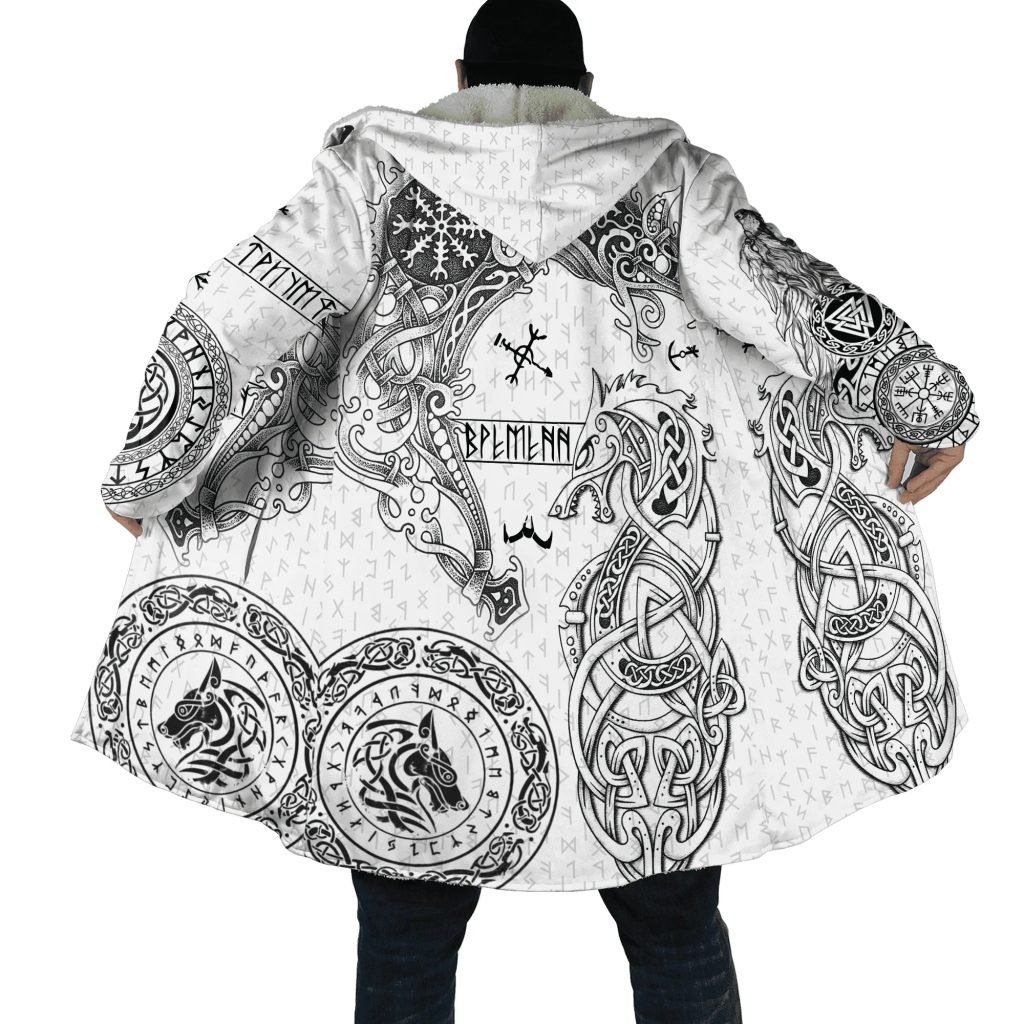 Winter Fashion Mens cloak Norse Odin Raven Tattoo 3D Printed Thick Fleece Hooded Coat Unisex Casual Warm Cape coat DP23