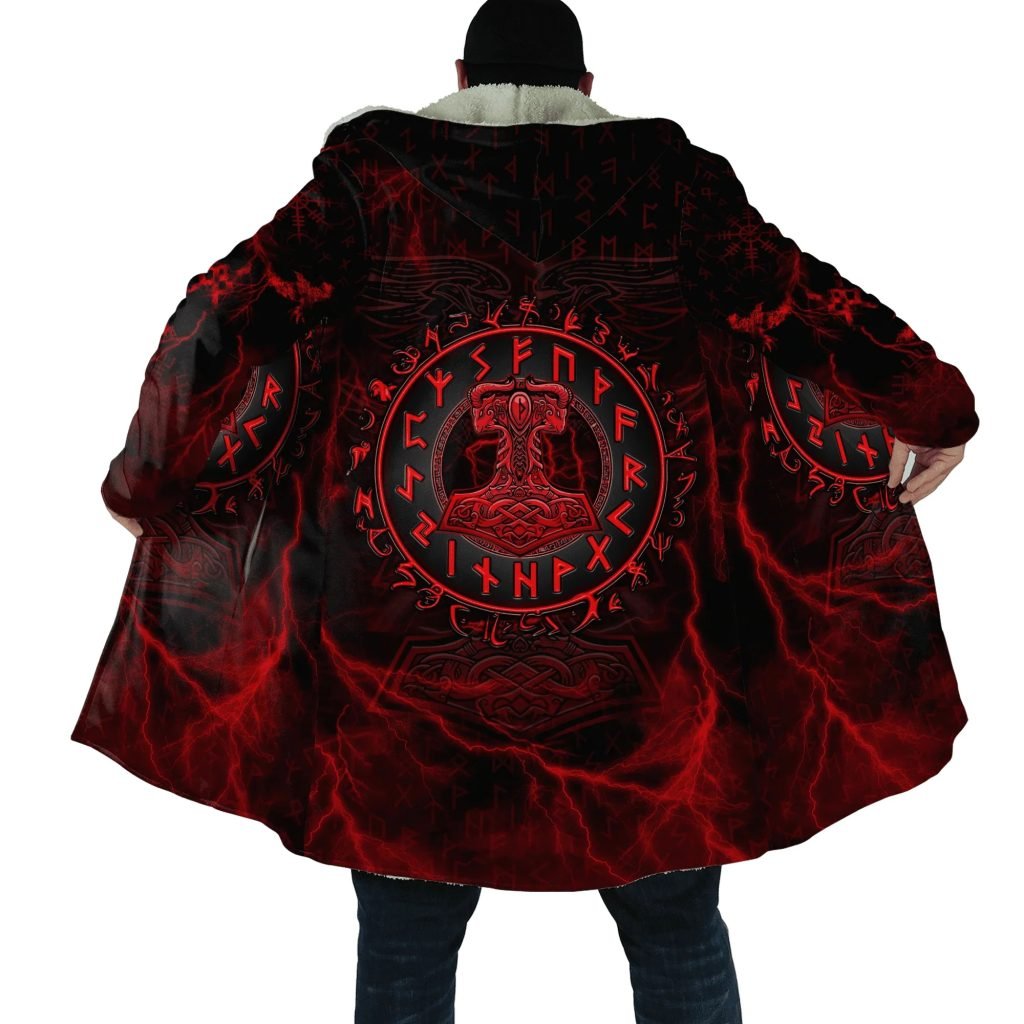 Winter Fashion Mens cloak Norse Odin Raven Tattoo 3D Printed Thick Fleece Hooded Coat Unisex Casual Warm Cape coat DP23