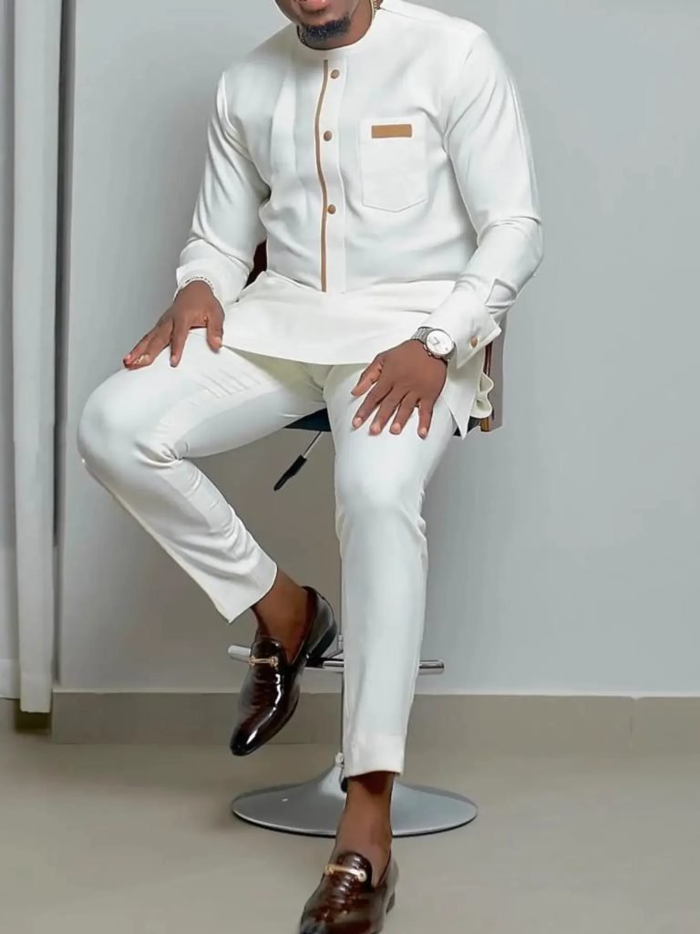 2024 New In Kaftan African Style Suits for Men 2 Piece Set Embroidered Shirts and Pants Traditional Luxury Suits for Men