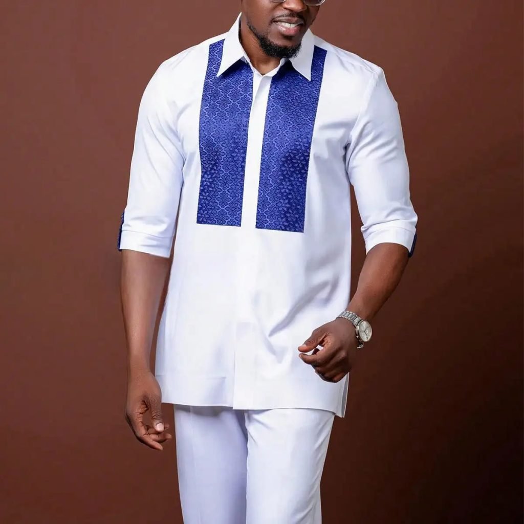 2024 New In Kaftan African Style Suits for Men 2 Piece Set Embroidered Shirts and Pants Traditional Luxury Suits for Men