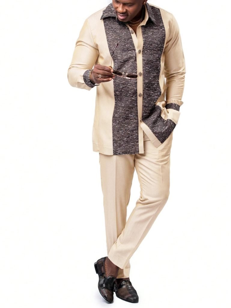 2024 New In Kaftan African Style Suits for Men 2 Piece Set Embroidered Shirts and Pants Traditional Luxury Suits for Men