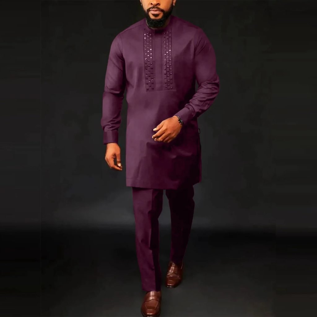 2024 New In Kaftan African Style Suits for Men 2 Piece Set Embroidered Shirts and Pants Traditional Luxury Suits for Men