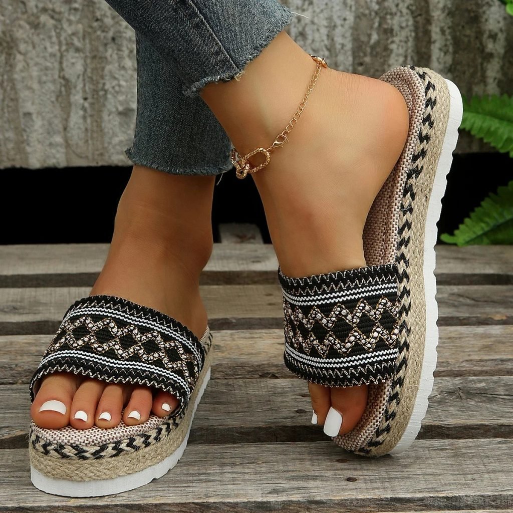 Weave Women's Slippers Platform Summer Shoes for Women 2023 New Beach Casual Heeled Sandals Bohemian Handmade Ladies Espadrilles