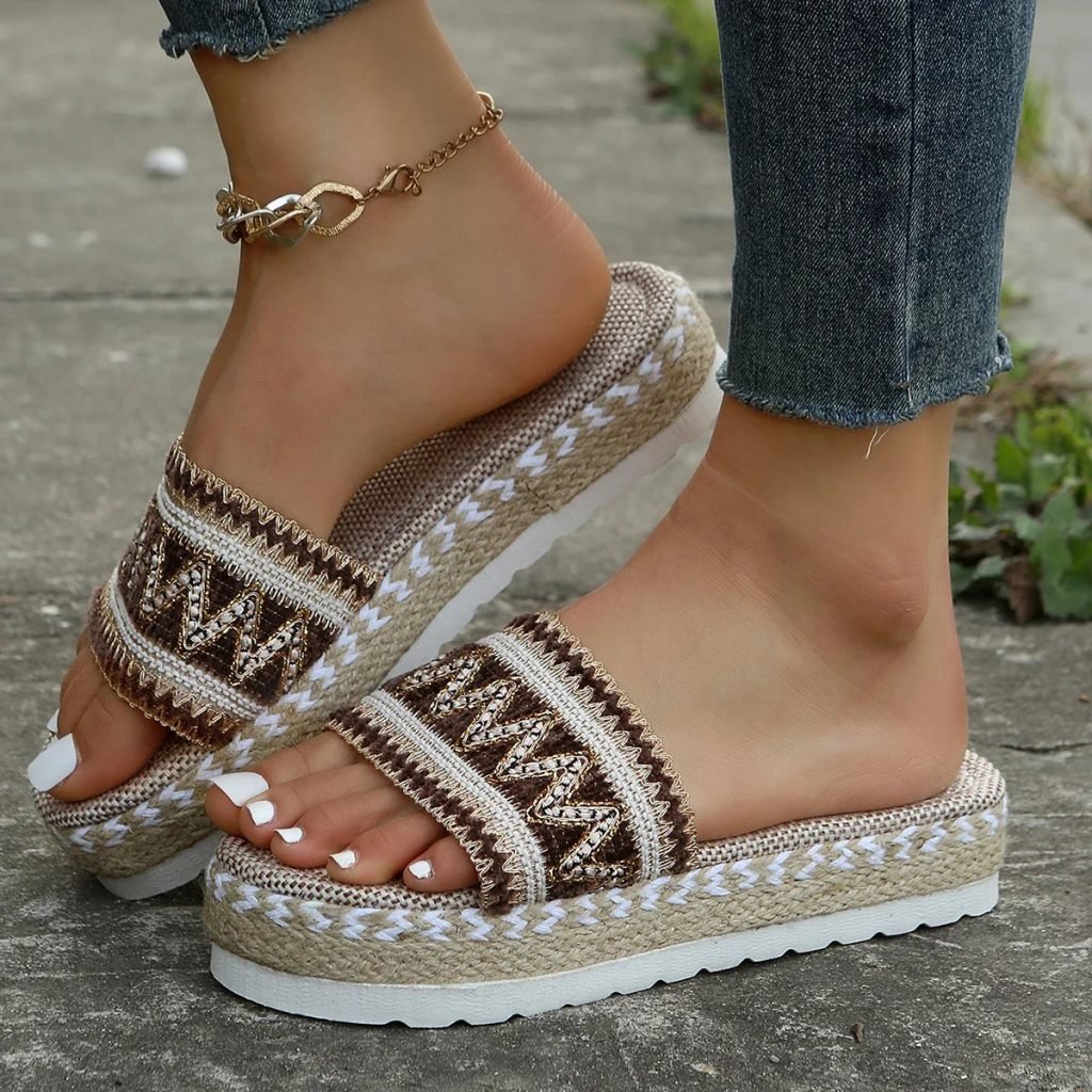 Weave Women's Slippers Platform Summer Shoes for Women 2023 New Beach Casual Heeled Sandals Bohemian Handmade Ladies Espadrilles