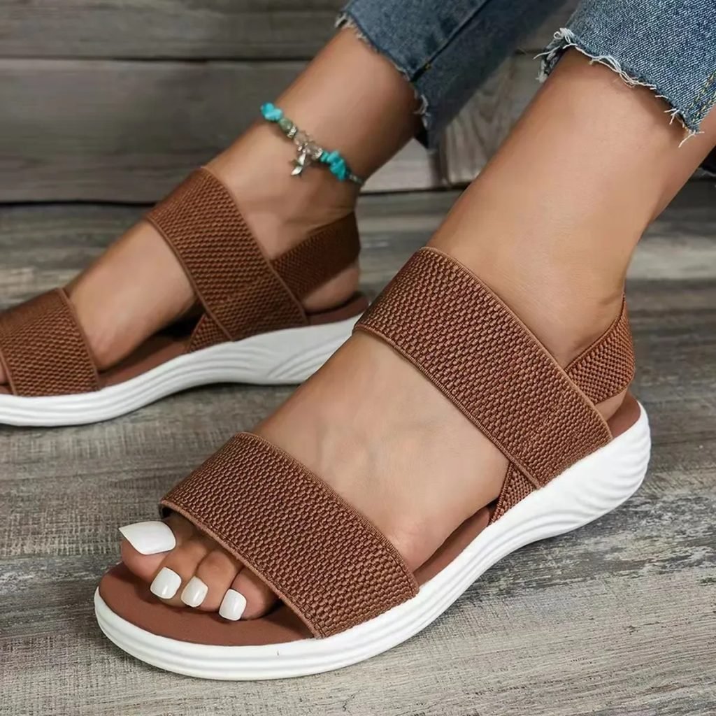 Women's Knit Elastic Cloth Wedge Sandals Slip On Lightweight Walking Sandals Women Plus Size Comfortable Summer Shoes Woman 2023