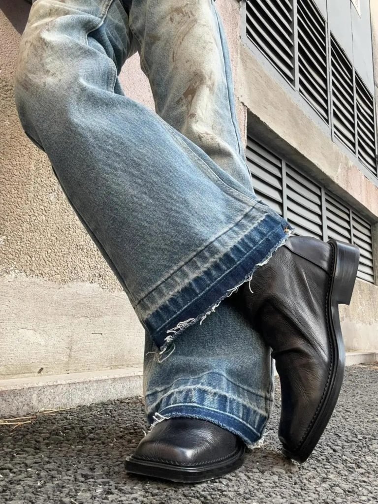 After The Zipper Explosion Helps Square Head Trendy Men's Leather Casual British Style Platform Chelsea Boots