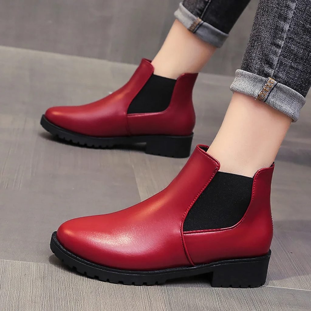Women Boots Chunky Heel Platform British Style Thick Sole Increase Height Casual Chelsea Boots For Autumn And Winter Casual Wear