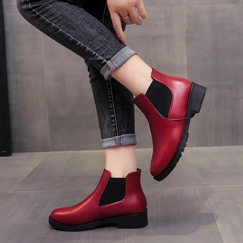 Women Boots Chunky Heel Platform British Style Thick Sole Increase Height Casual Chelsea Boots For Autumn And Winter Casual Wear
