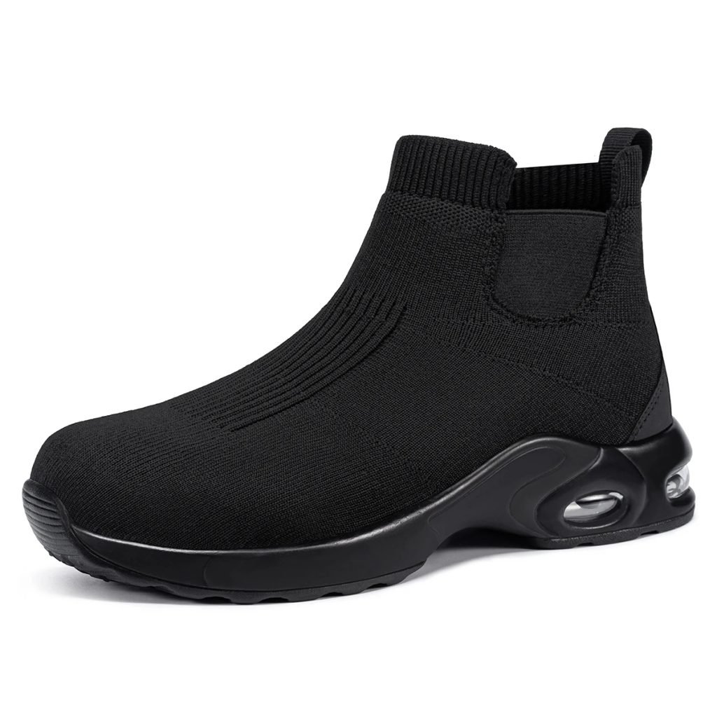 LARNMERN Steel Toe Shoes for Men Women Water Resistant Work Boots Non Slip Safety Sneakers Slip On Industrial Air Cushion Chelse