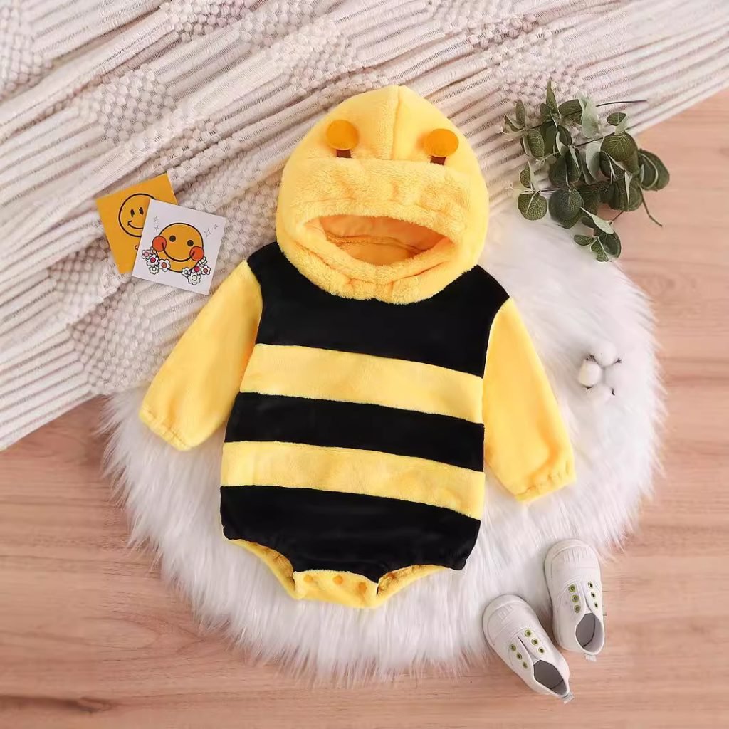 Baby Flannel Comfortable Bee Shape Jumpsuit