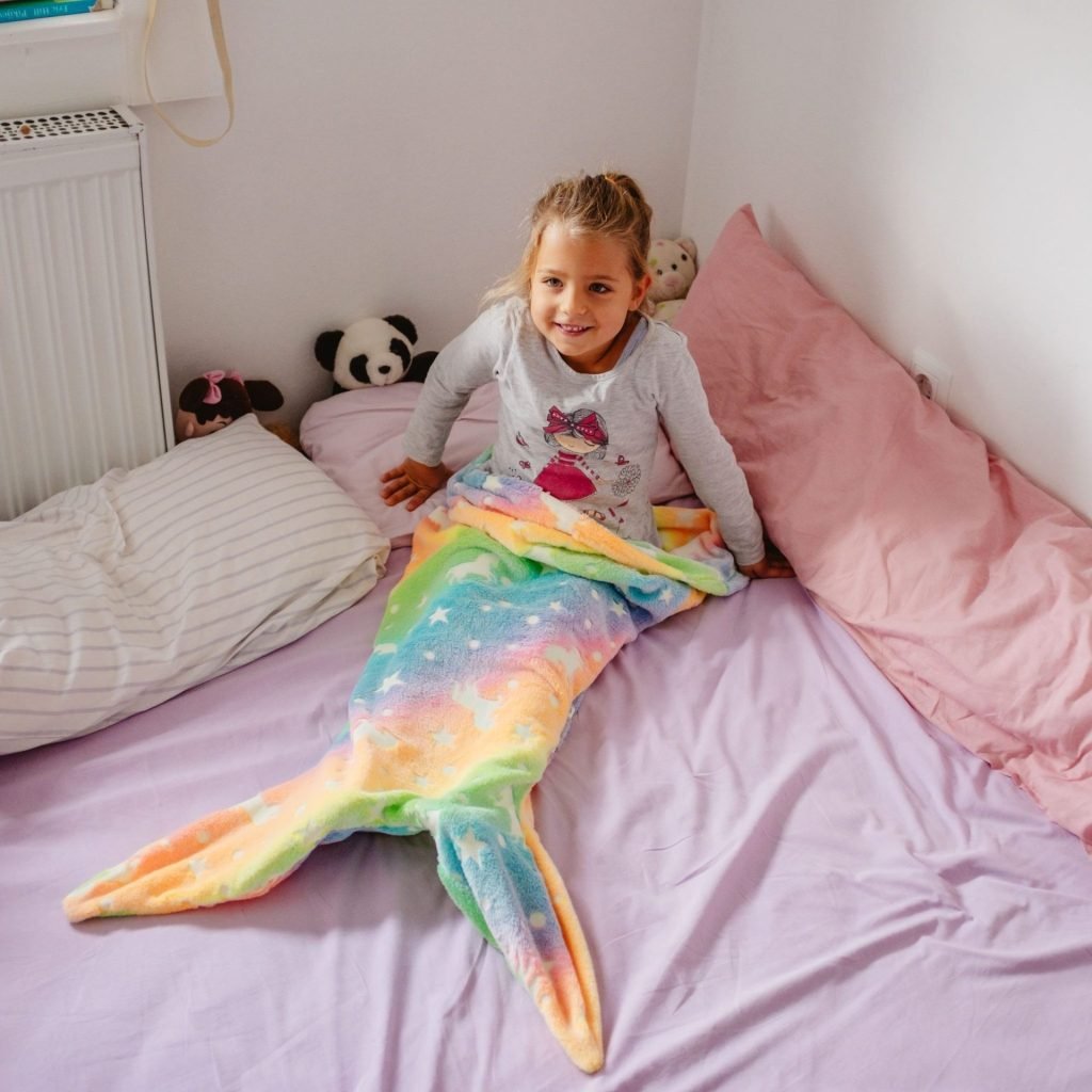 Children’s Mermaid Luminous Sleeping Bag Double-sided Blanket Sleeping Quilt