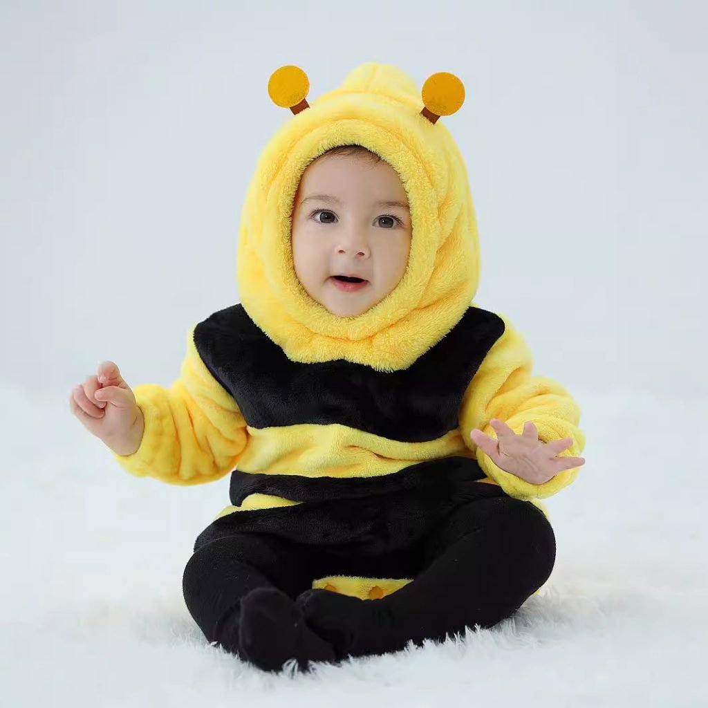 Baby Flannel Comfortable Bee Shape Jumpsuit