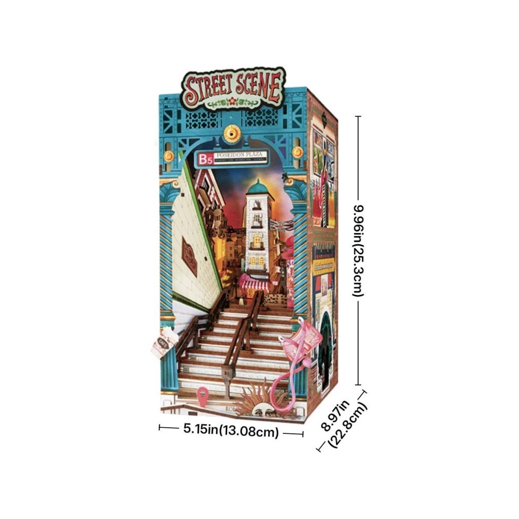 Rolife Book Nook Kit DIY 3D Wooden Miniature Street Scene With LED Lighting For Adults