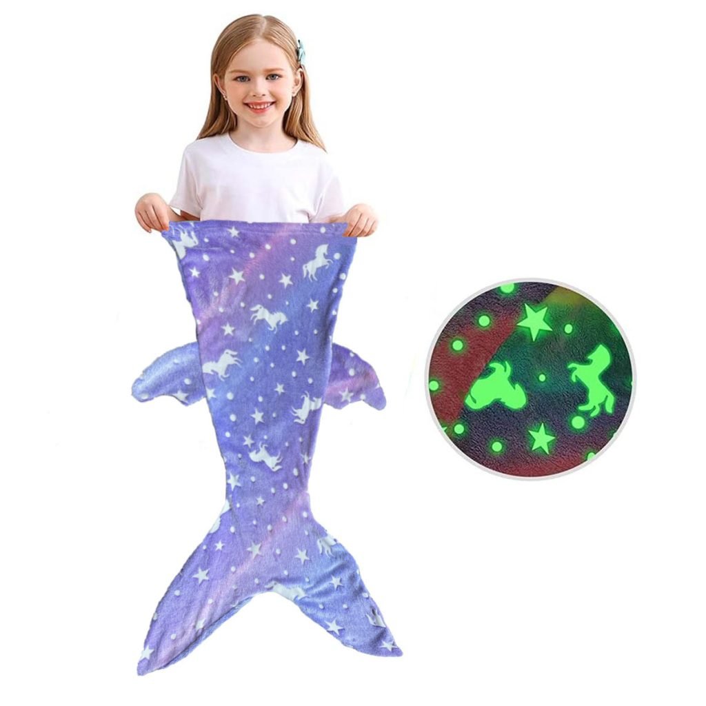 Children’s Mermaid Luminous Sleeping Bag Double-sided Blanket Sleeping Quilt