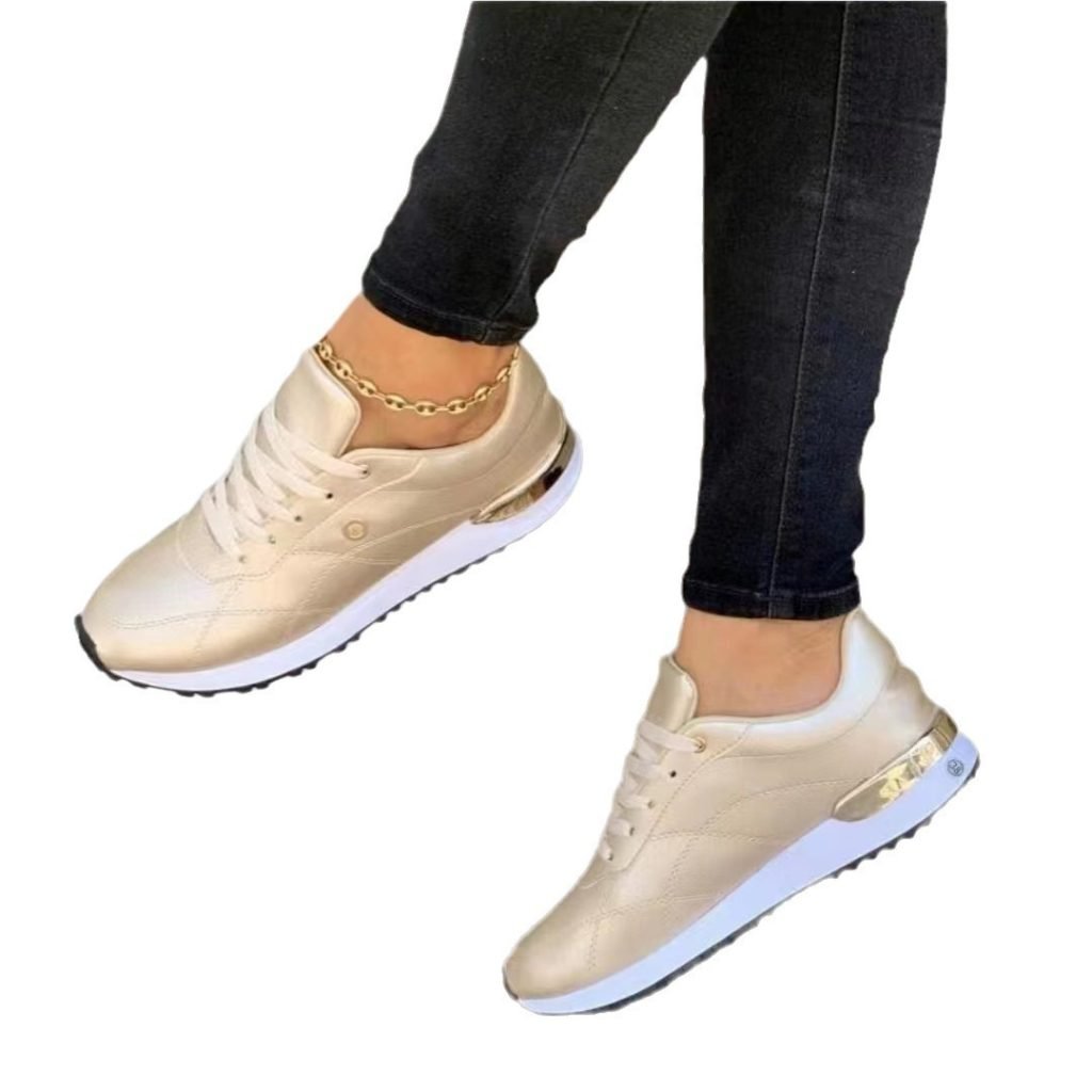 Women’s Thick-soled Round Toe Lace-up Simple And Comfortable Sports Shoes