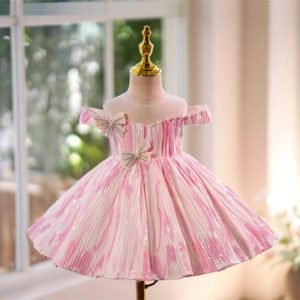 Girls' Retro Fashion Bowknot All-match Princess Dress