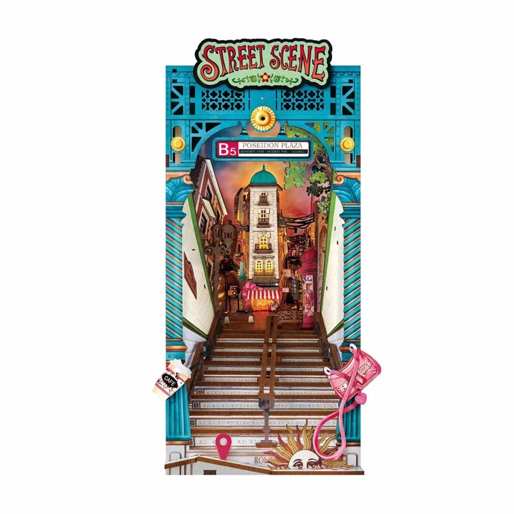 Rolife Book Nook Kit DIY 3D Wooden Miniature Street Scene With LED Lighting For Adults