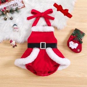 Christmas Infant Toddler Romper Halter Spaghetti Straps
