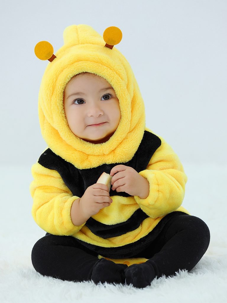 Baby Flannel Comfortable Bee Shape Jumpsuit