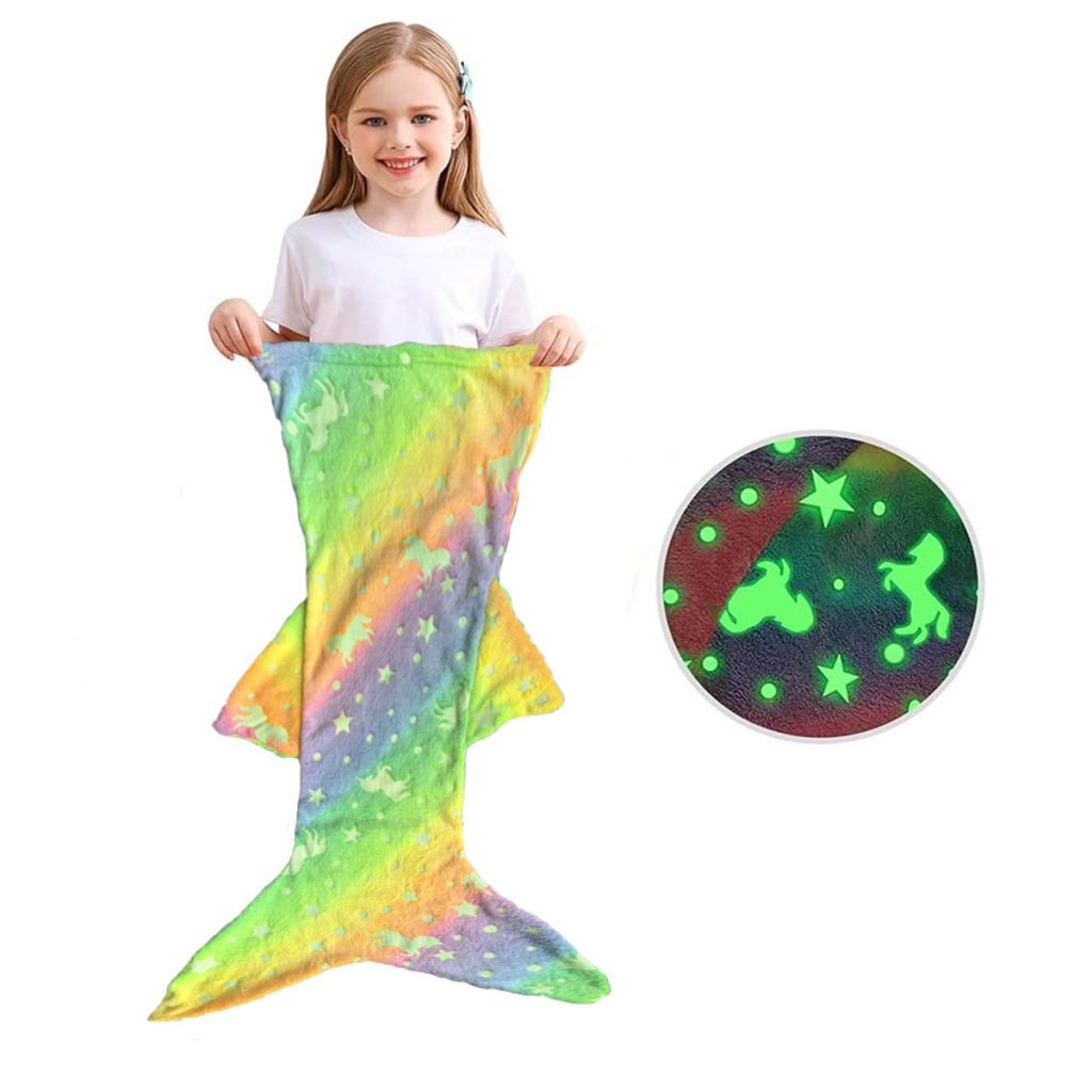 Children’s Mermaid Luminous Sleeping Bag Double-sided Blanket Sleeping Quilt