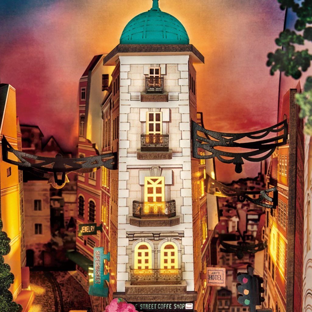 Rolife Book Nook Kit DIY 3D Wooden Miniature Street Scene With LED Lighting For Adults
