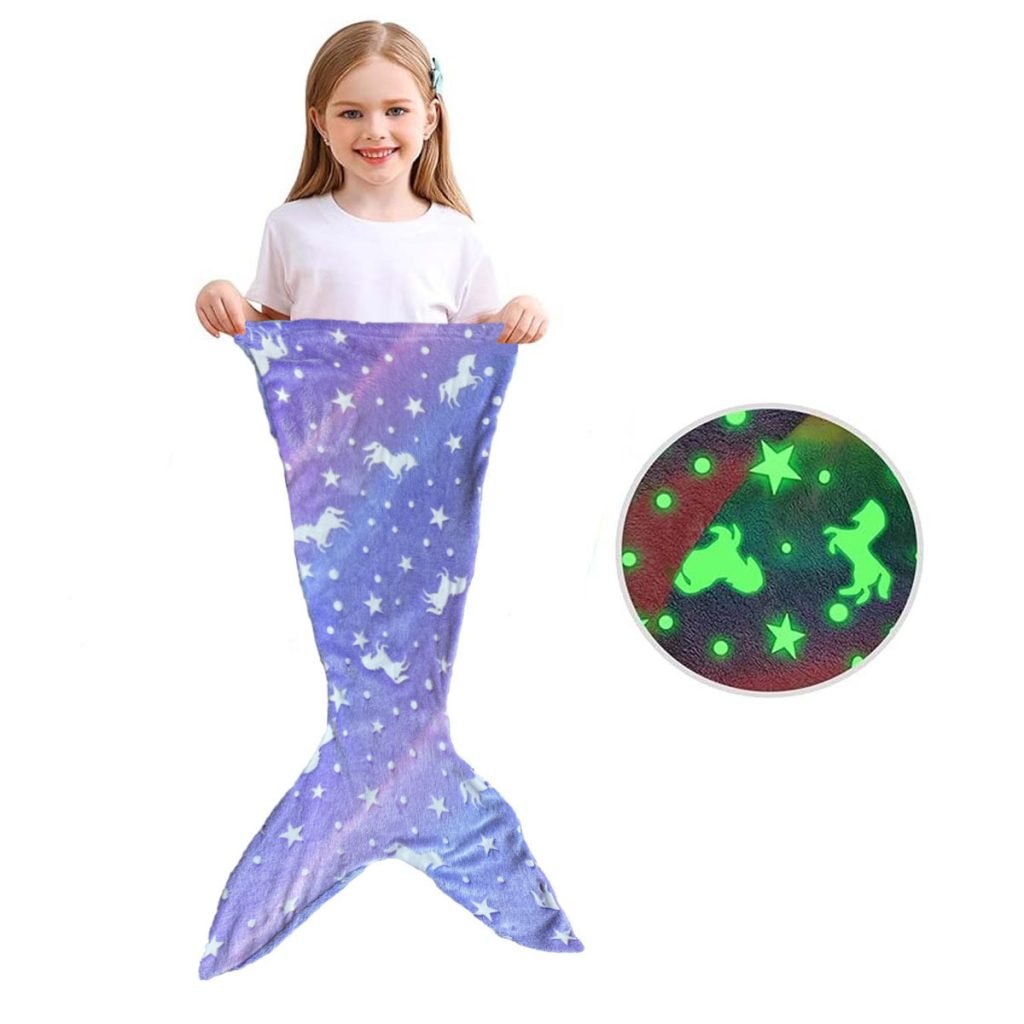 Children’s Mermaid Luminous Sleeping Bag Double-sided Blanket Sleeping Quilt
