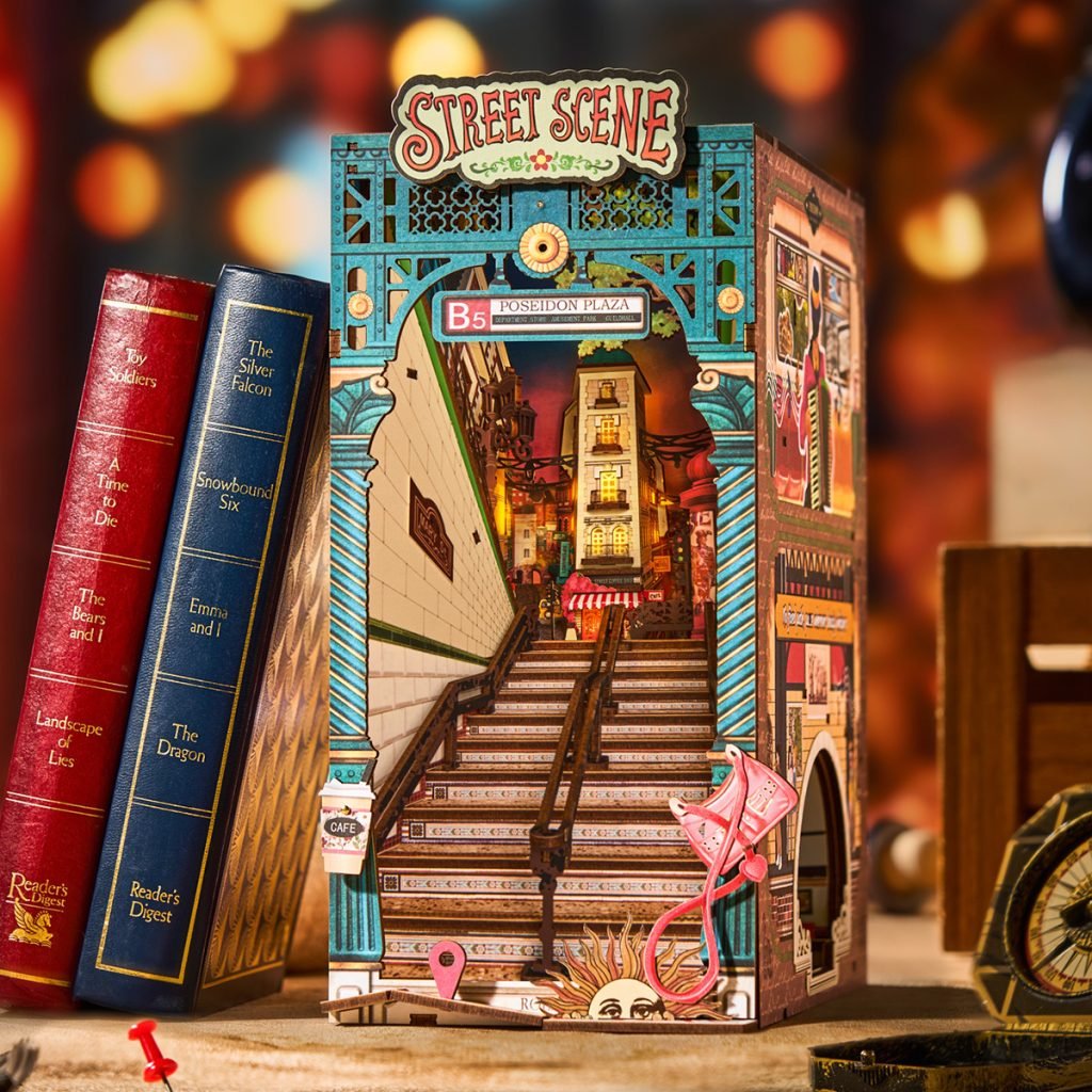 Rolife Book Nook Kit DIY 3D Wooden Miniature Street Scene With LED Lighting For Adults