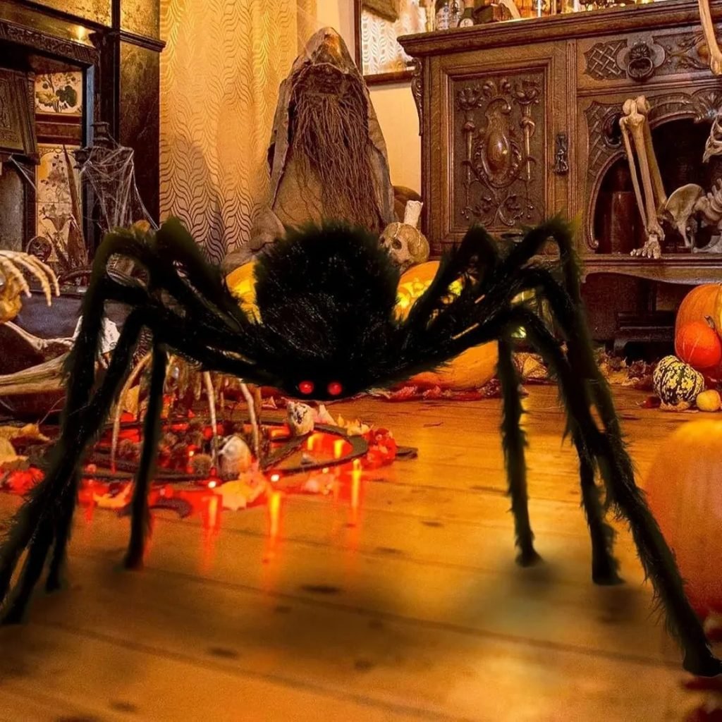 Decoraciones de araña gigante de Halloween, accesorios de araña grandes y aterradores para decoraciones de Halloween Fiesta de patio interior y exterior