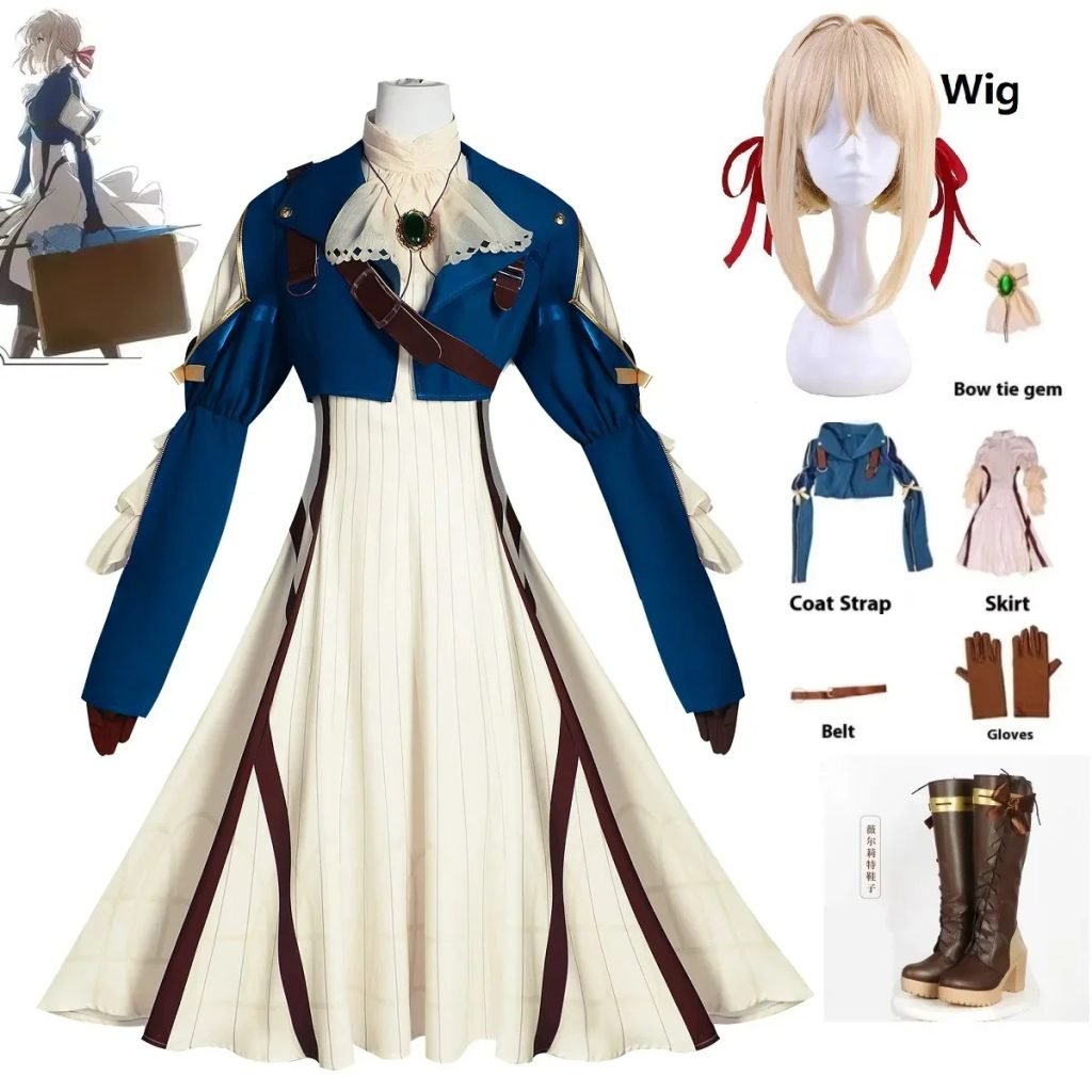 Disfraz de Anime Violet Evergarden, peluca, disfraz de escenario actuación, uniforme para mujer, fiesta de Carnaval de Halloween, Comic Con