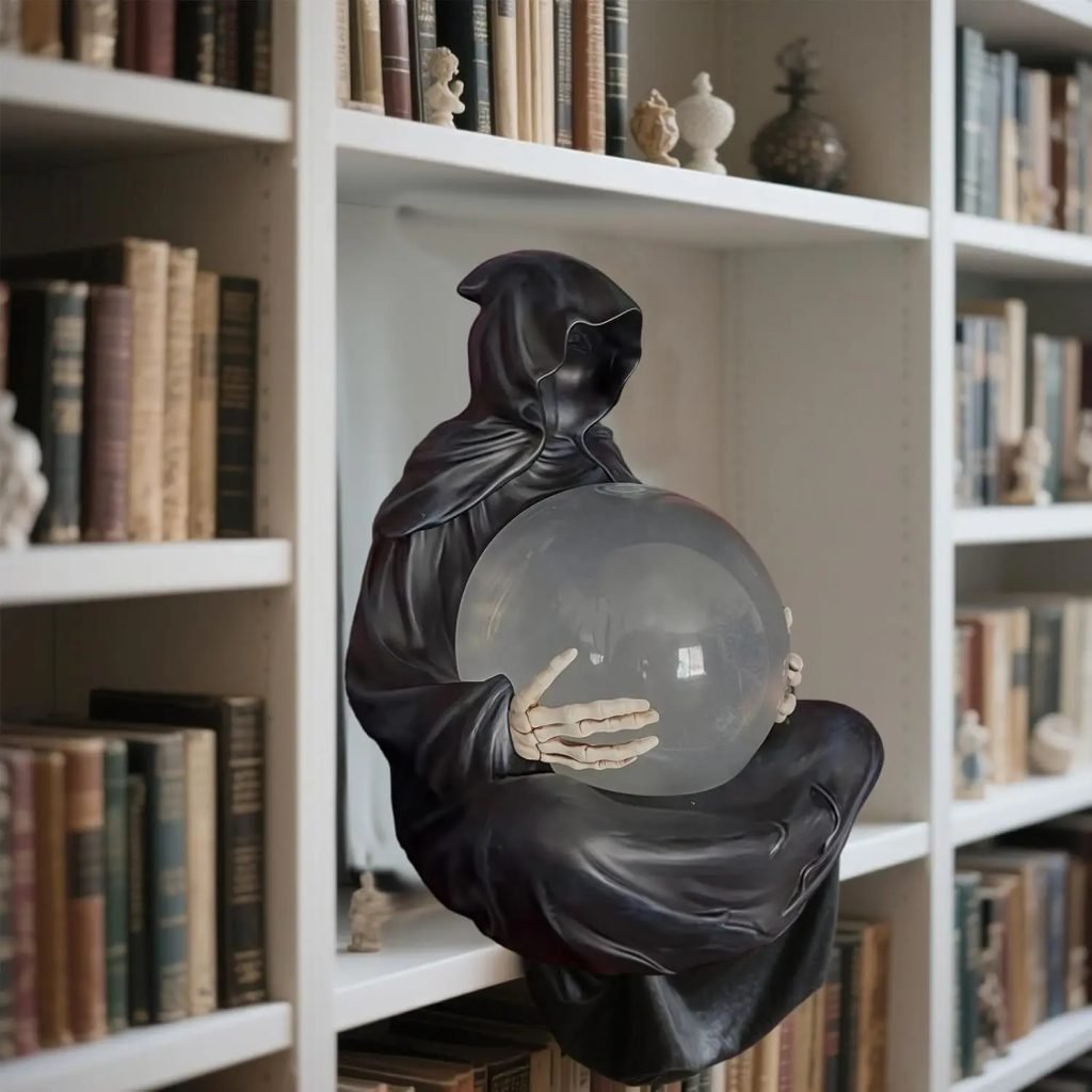 Bola de cristal de la muerte de Dios, luces góticas de movimiento líquido, brillo de agua, luz LED, globo de agua Grim Reaper, decoración del hogar de Halloween