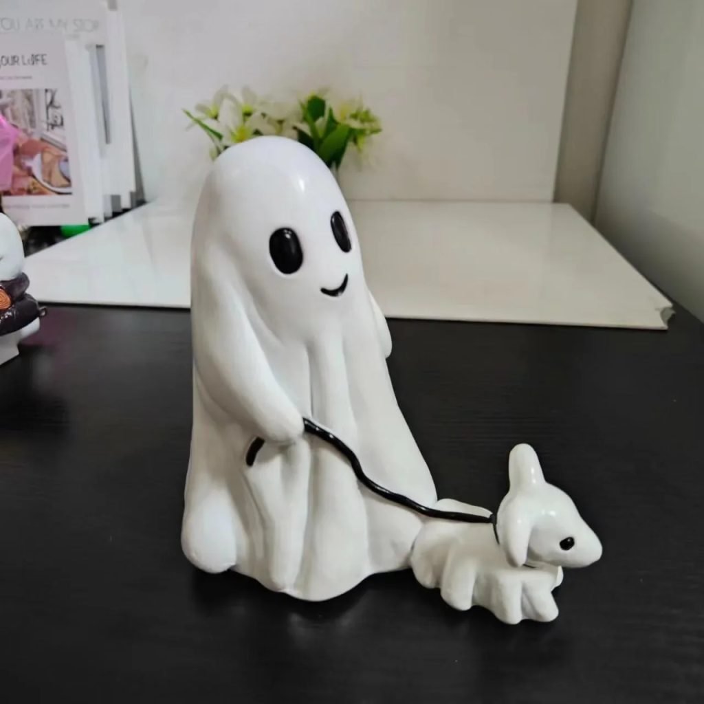 Estatua de resina para decoración de Halloween, figura de perro fantasma para caminar, modelo de escritorio, decoración del hogar, 15CM