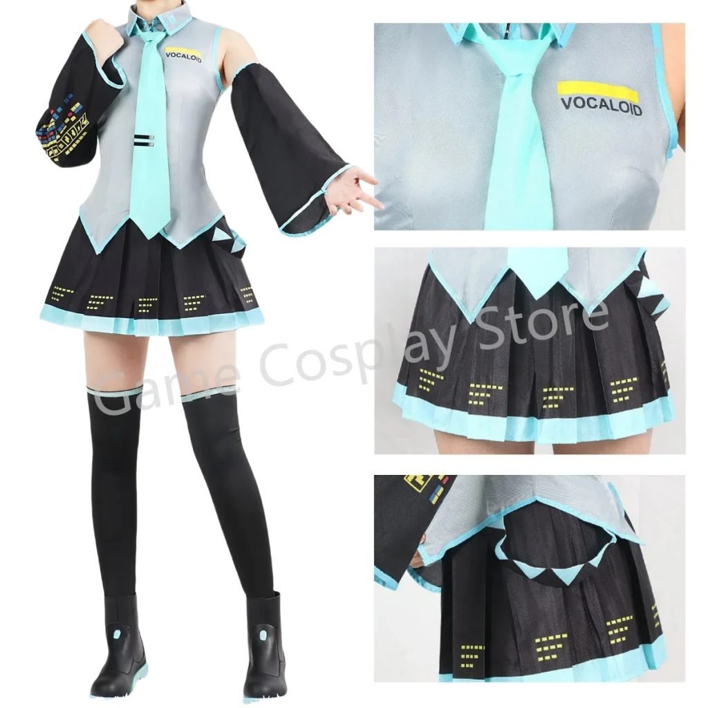 Figuras de Anime, ropa de actuación, disfraz de Miku, falda JK, peluca, accesorios para Halloween, carnaval, fiesta, Comic Con