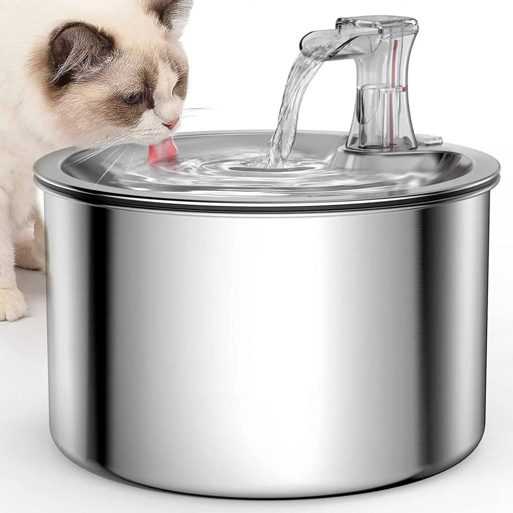 Dispensador de agua para mascotas totalmente de acero inoxidable de 2L Fuente automática de agua para gatos con sensor y calentador opcionales