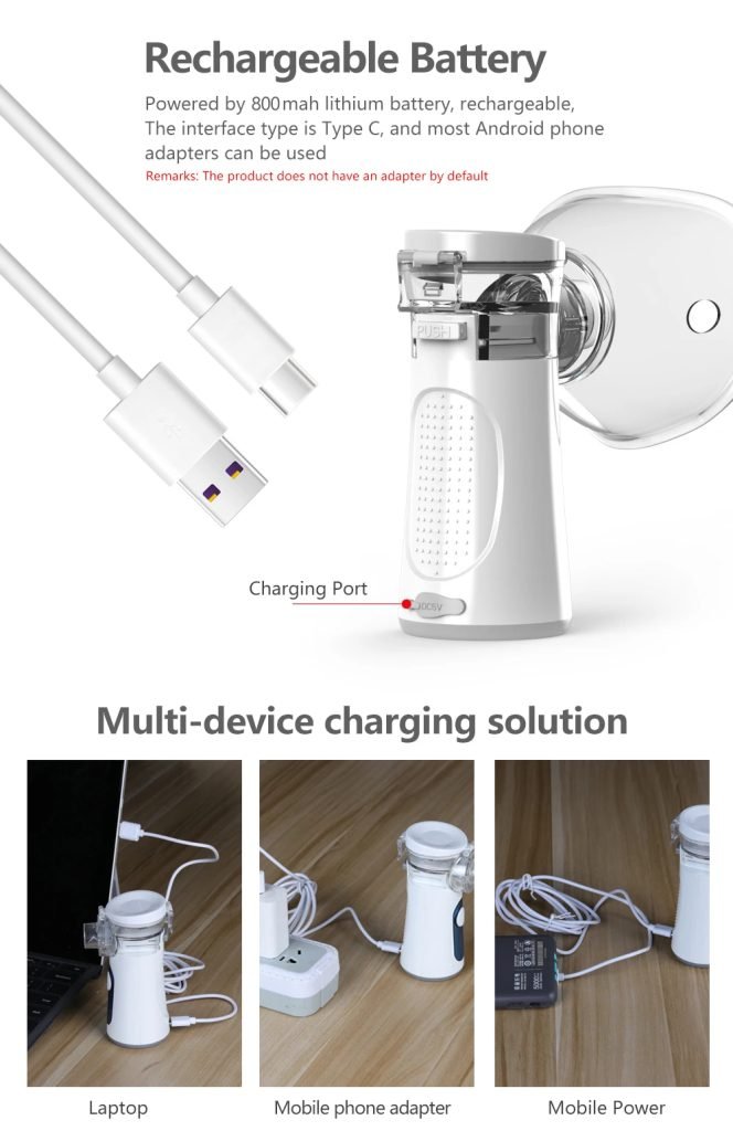 KIUZOU- nebulizador de malla silencioso recargable, atomizador inhalador de asma de mano, humidificador nebulizador portátil para el cuidado de la salud de los niños