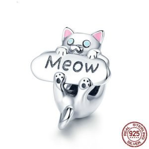 Hot Style Naughty Cat Perfume Bottle Silver Bead Accessories