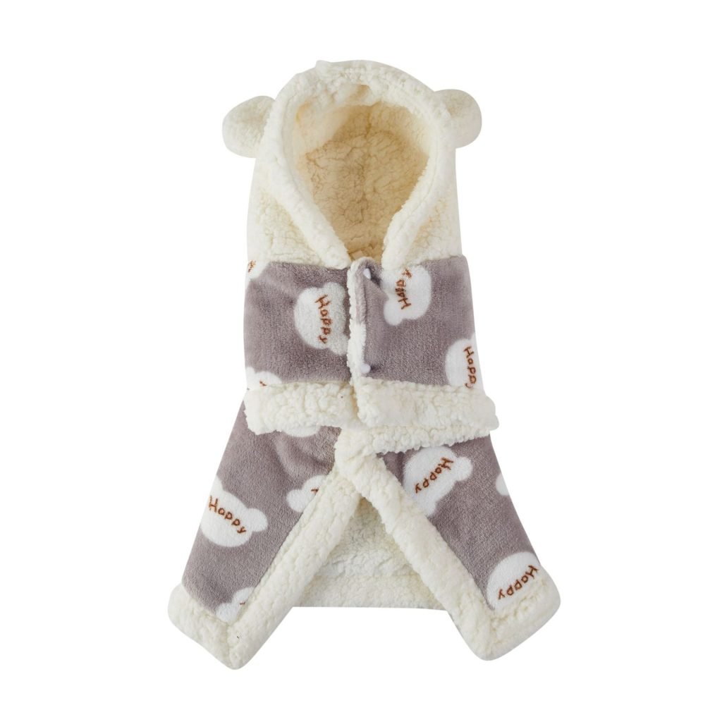 Pet Clothes Warm Thickened Flannel Hooded Shawl Pajamas