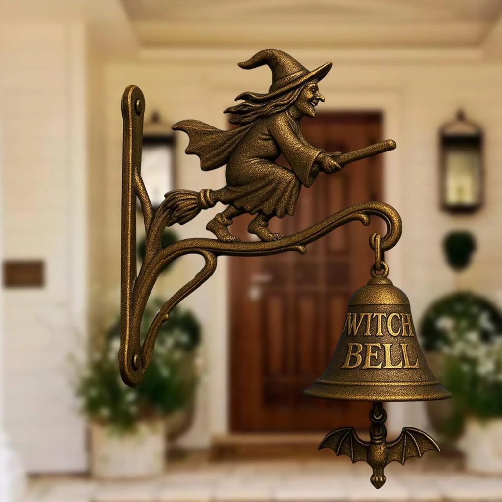 Halloween Retro Decor Hangable Witch Doorbell Suitable For Home Office Entrances Garden Courtyard Bedroom Decoration