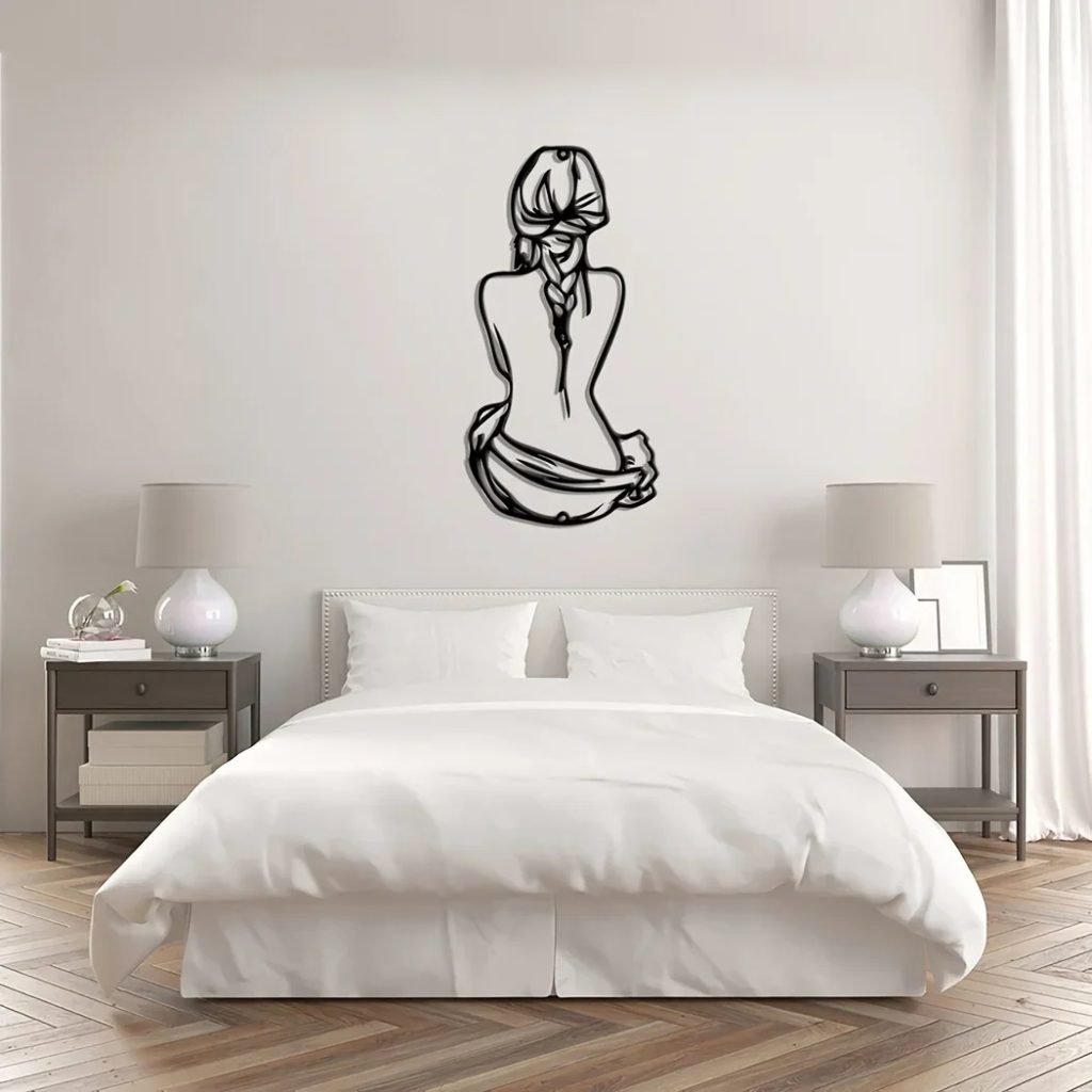 Braid Hair Woman Wall Sign, Minimalist Line Art, Metal Wall Decor, Woman Shape Wall Art, Modern Home Decor, Iron Art Silhouette