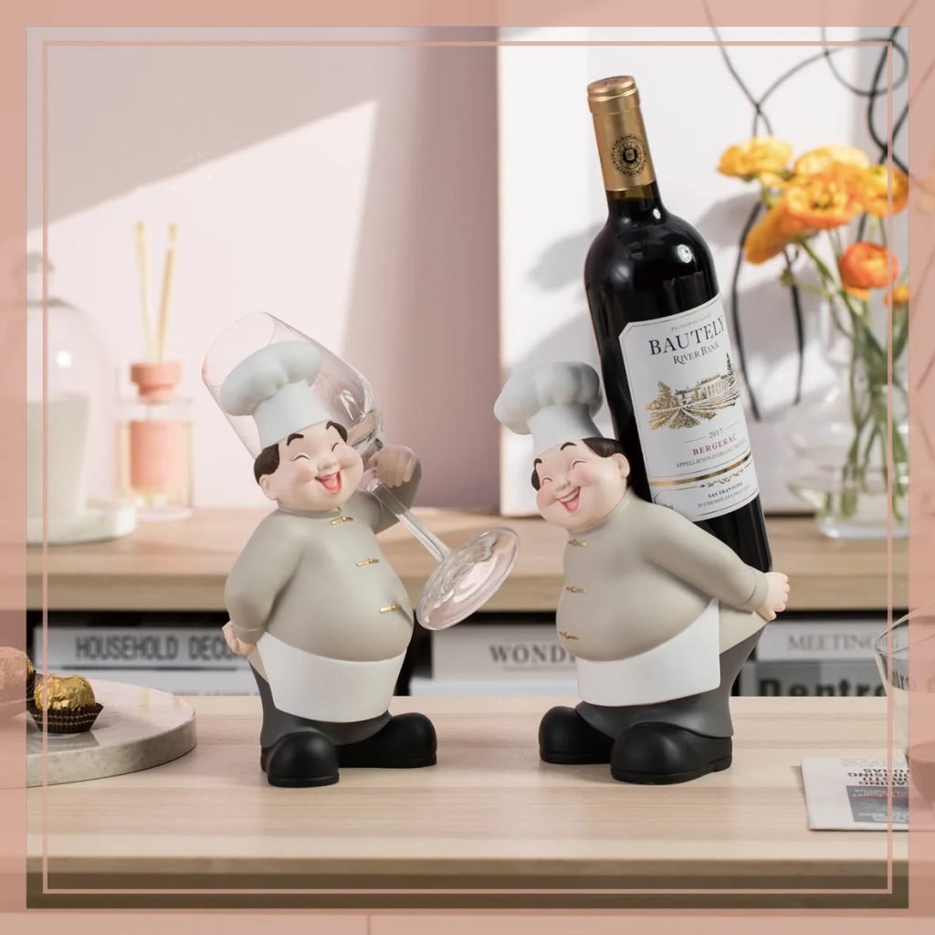 Chinese Creative Chef Red Wine Rack, Cup Holder, Sculpture, Wine Cabinet, Bar Accessories, Home Decor Figurine, Creative Gifts