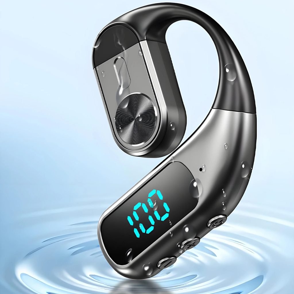 Wireless Bluetooth-compatible Headset Digital Display Bone Conduction Concept Business Ear-mounted Earphones