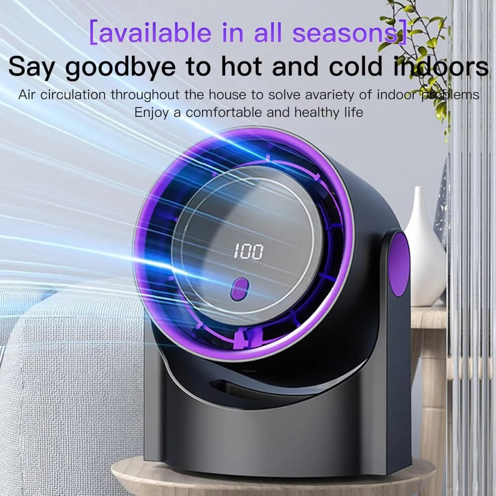 Desktop Smart Electric Fan 100 Wind Speed Settings Usb Charge Digital Display High-speed Circulating Cooling Silent Portable Fan