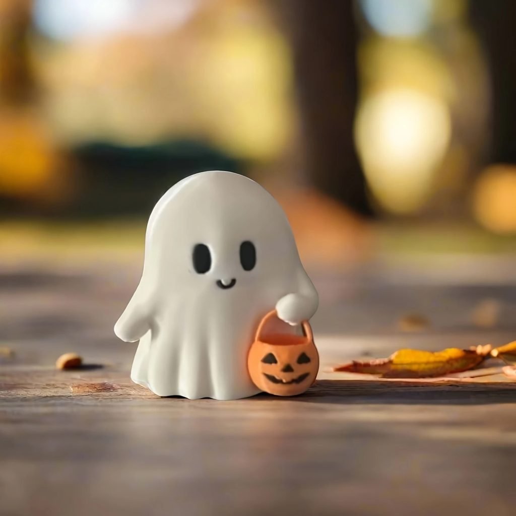 Halloween Cute Ghost Statue – Small Horror Decor for Halloween, Multi-Functional Coffee Table Centerpiece & Shelf Decoration