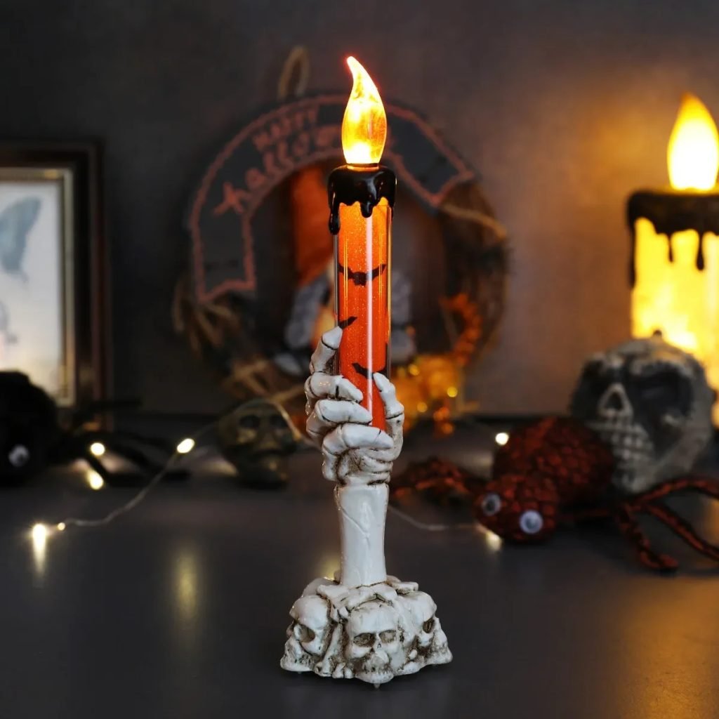 Halloween Skull Hand Candle Light Ghost Festival Party Decor Skull Hand Candle Trick Or Treat Bat Happy Halloween Day 2025 Props