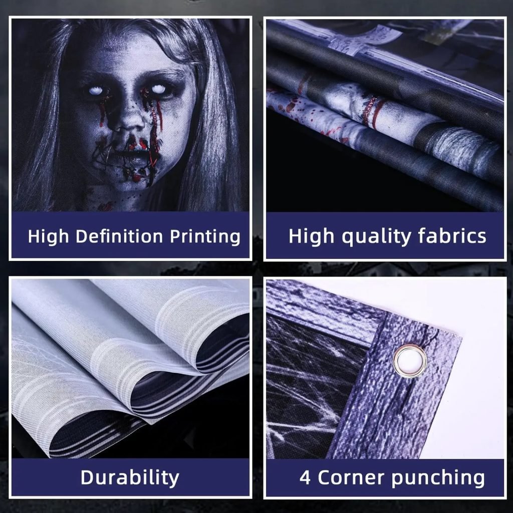 2 Pack Halloween Ghost Curtain Decorations – Female Ghost Window Cover for Indoor/Outdoor Party Decor