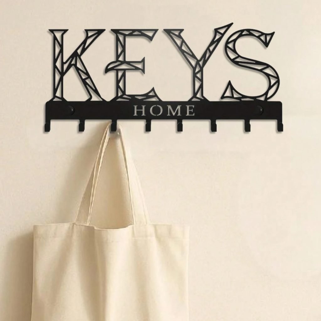 Black Metal Wall Sculpture Hook Organizer – Multi-Purpose Holder – Minimalist Decor – Halloween, Christmas Gift