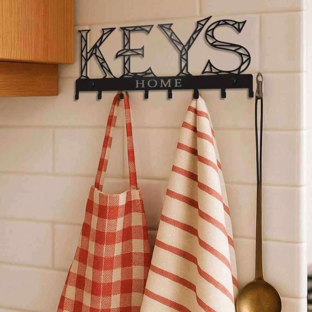 Black Metal Wall Sculpture Hook Organizer – Multi-Purpose Holder – Minimalist Decor – Halloween, Christmas Gift