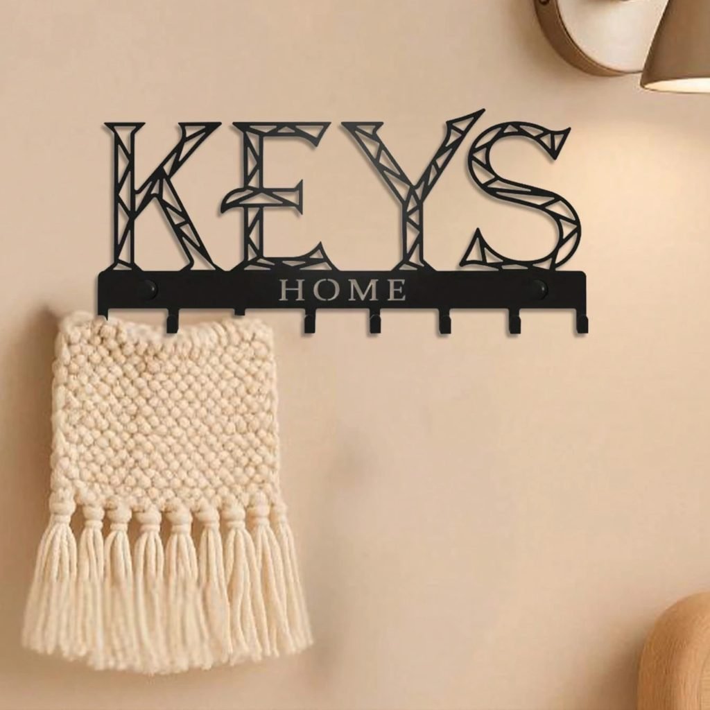 Black Metal Wall Sculpture Hook Organizer – Multi-Purpose Holder – Minimalist Decor – Halloween, Christmas Gift