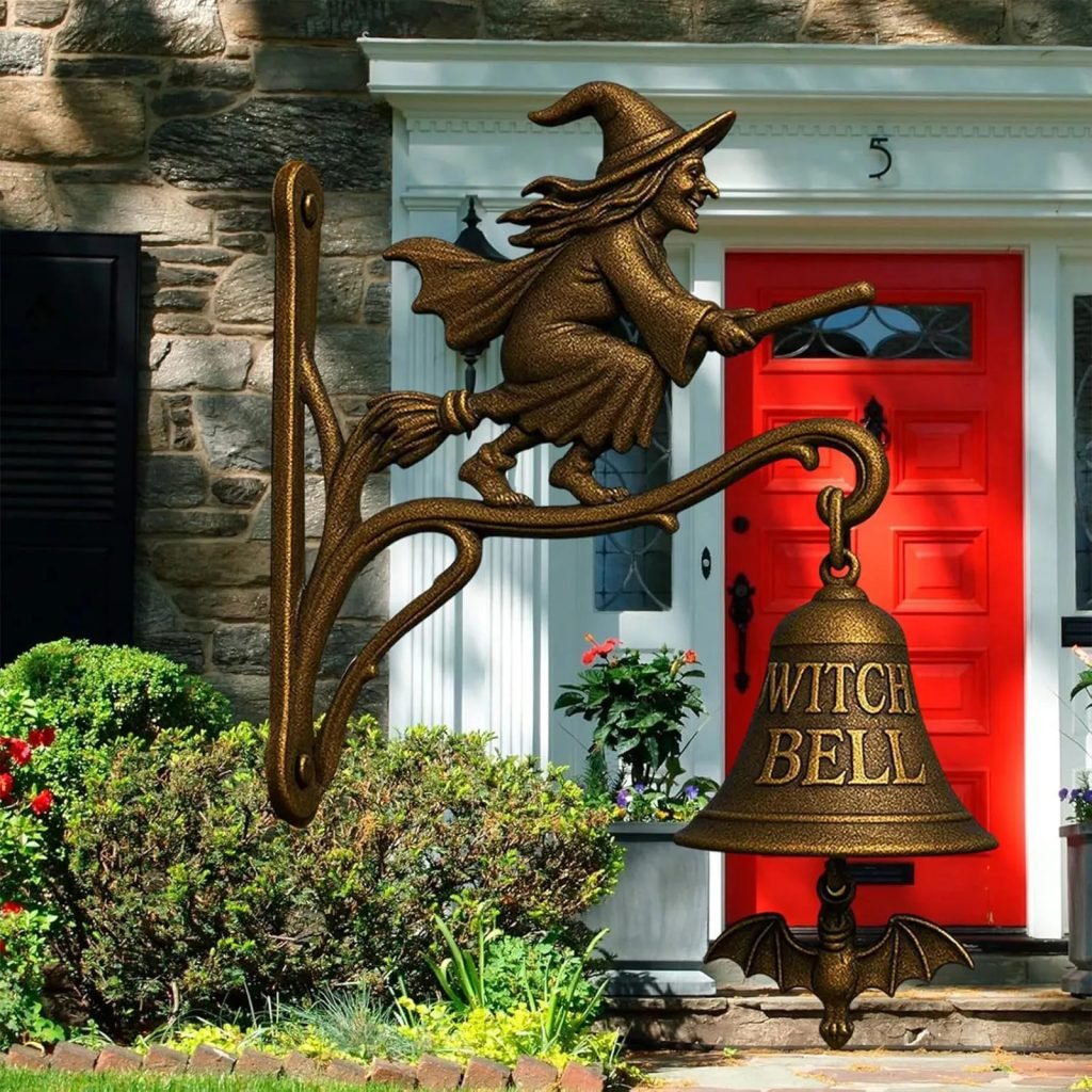 Halloween Retro Decor Hangable Witch Doorbell Suitable For Home Office Entrances Garden Courtyard Bedroom Decoration