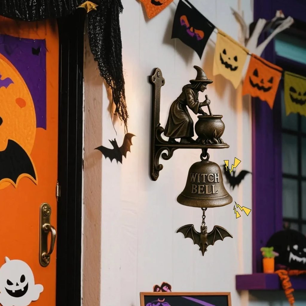 Halloween Retro Decor Hangable Witch Doorbell Suitable For Home Office Entrances Garden Courtyard Bedroom Decoration
